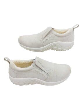 Merrell Women's Off White Jungle Moc Leather Cozy Casual Slip-On Shoes Size 9.5